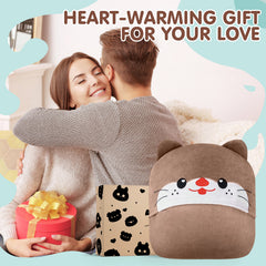 MeWaii® Spade-Nosed Gray Otter Wearable Blanket Hoodie Oversized Plush Sweatshirt Blanket Warm & Cozy Hooded Blanket Gifts