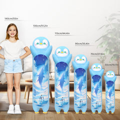 MeWaii® Loooong Family Original Design Glacier Blue Penguin Plush Long Stuffed Animal Kawaii Plush Pillow Squishy Toy