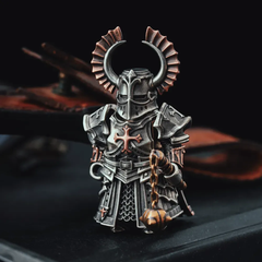 Crusader Figurine Detachable Bronze Bull-Helm Knight Statue Set