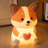 MeWaii® Corgi with Heart Silicone Night Light Cute Puppy Paw Pads Cozy Decor Perfect Gift