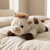 MeWaii® Brown Cow Fuzzy Long Haired 5lb 23inch Heatable Weighted Stuffed Animals Stress Relief Gift