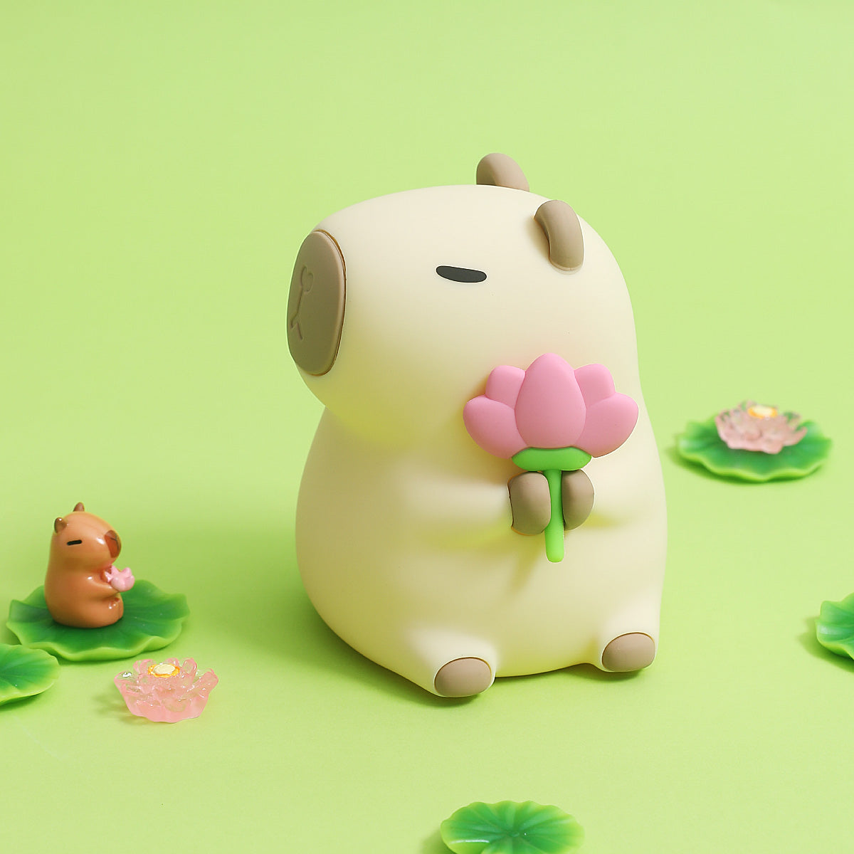 Squishy-Nachtlicht aus Silikon mit Blumen-Capybara-Motiv – perfektes Geschenk für Kinder und Mädchen