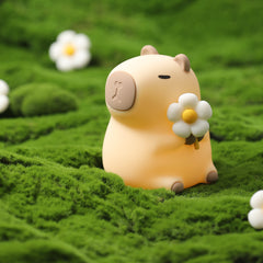 Squishy-Nachtlicht aus Silikon mit Blumen-Capybara-Motiv – perfektes Geschenk für Kinder und Mädchen