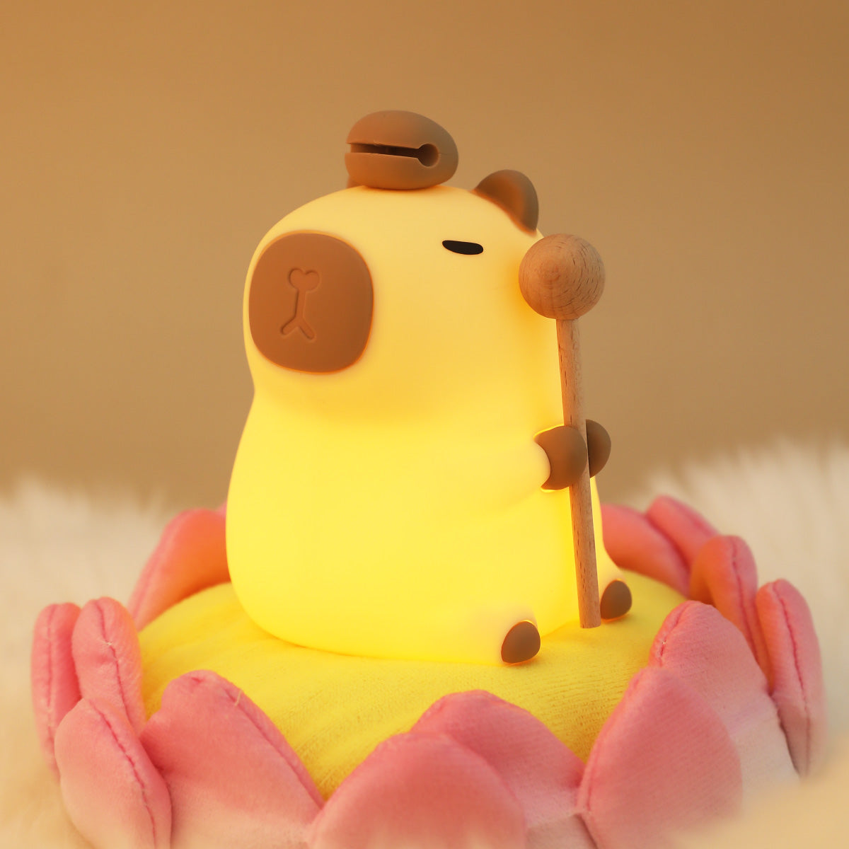 Squishy-Nachtlicht aus Silikon mit Blumen-Capybara-Motiv – perfektes Geschenk für Kinder und Mädchen