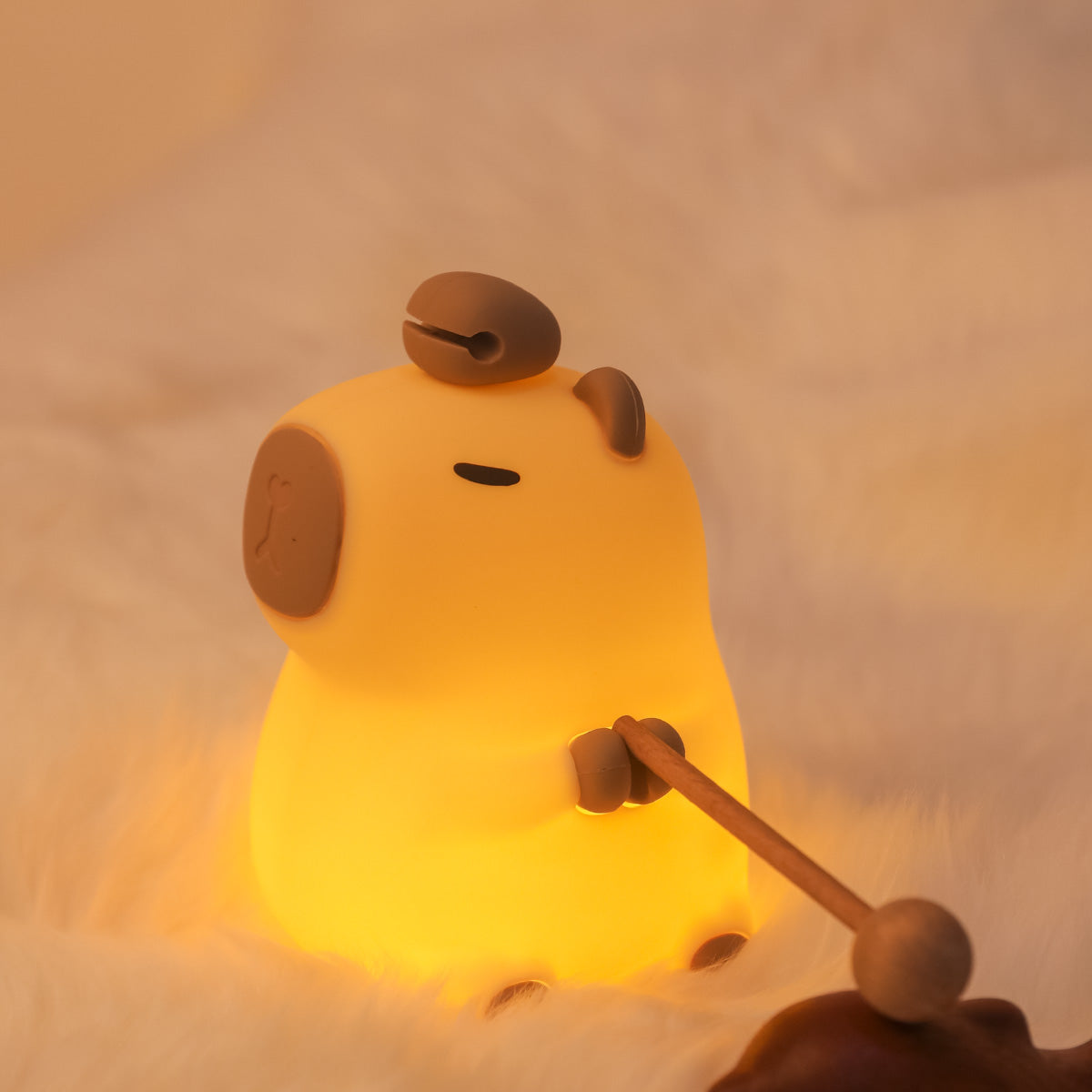Squishy-Nachtlicht aus Silikon mit Blumen-Capybara-Motiv – perfektes Geschenk für Kinder und Mädchen