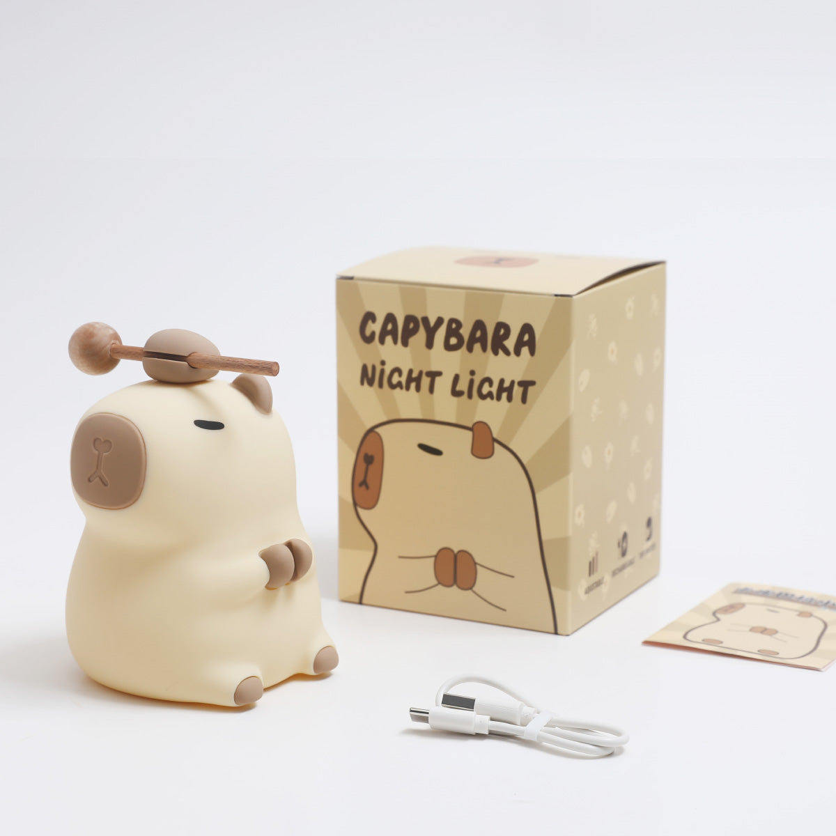 Squishy-Nachtlicht aus Silikon mit Blumen-Capybara-Motiv – perfektes Geschenk für Kinder und Mädchen