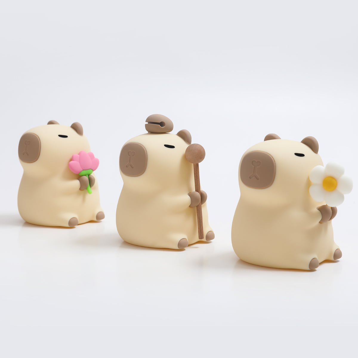 Squishy-Nachtlicht aus Silikon mit Blumen-Capybara-Motiv – perfektes Geschenk für Kinder und Mädchen