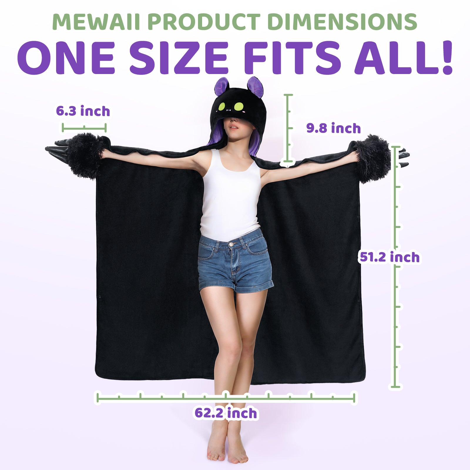 MeWaii Dark Bat Wearable Blanket Hoodie Ultra Soft Oversized Cozy Blanket for Cozy Cuddles & Relaxing Moments
