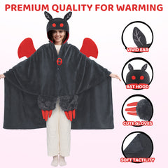 MeWaii Mothman Wearable Blanket Hoodie Ultra Soft Oversized Cozy Blanket for Cozy Cuddles & Relaxing Moments