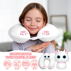 MeWaii® Flip Pillow White Cat Reversible Throw Pillow Neck Pillow Kawaii Plush Pillow Squish Toy