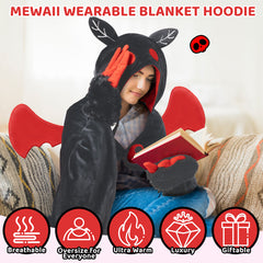 MeWaii Mothman Wearable Blanket Hoodie Ultra Soft Oversized Cozy Blanket for Cozy Cuddles & Relaxing Moments