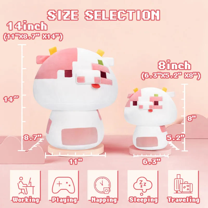 MeWaii® Mushroom Family Digital Cow Kawaii Plush Pillow Squish Toy