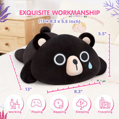 MeWaii® Cute Animal Black Bear Plush Pillow Kawaii Plushies Stuffed Toys Squishy Plushies Cuddle Body Pillow