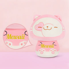 MeWaii® Mushroom Family Swiss Roll Cat Kawaii Plush Pillow Squish Toy