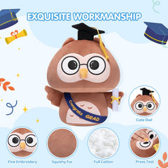 MeWaii® Graduation Plush Owl with Graduation Cap, Diploma Graduation Stuffed Animal Gift