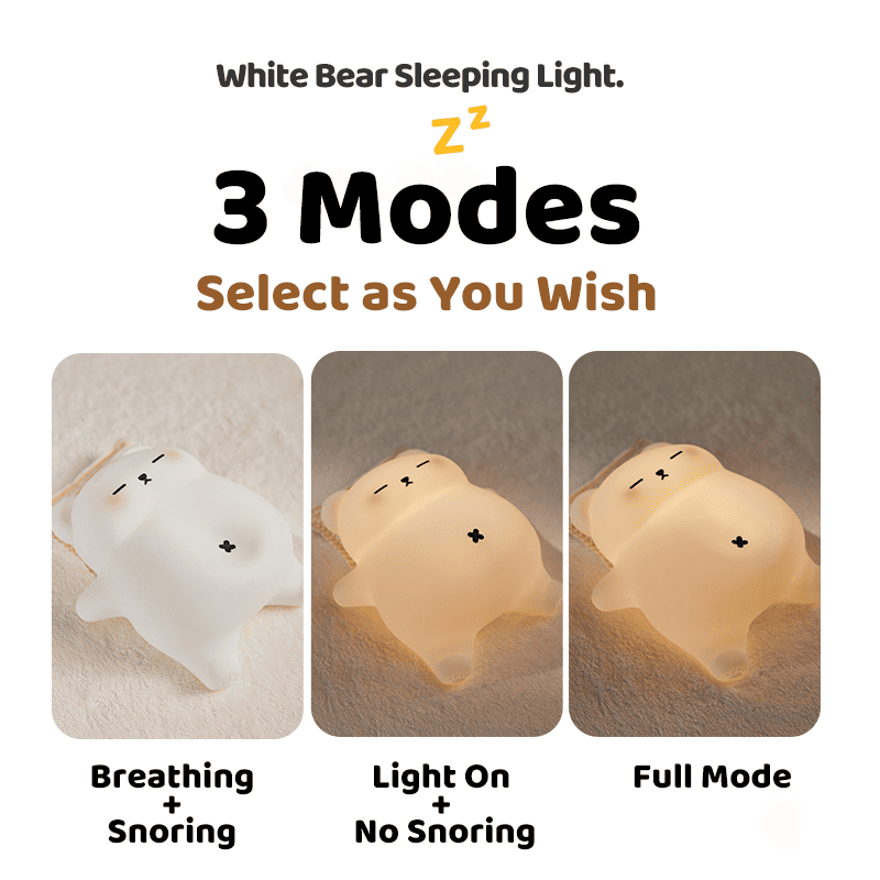 Atmender Bär, kuscheliger, matschiger Schlafbegleiter aus Silikon mit Sound, LED-Nachtlicht, perfektes Geschenk