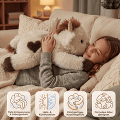 MeWaii® Beschwertes Kuh-Kuscheltier aus weichem Langhaarplüsch