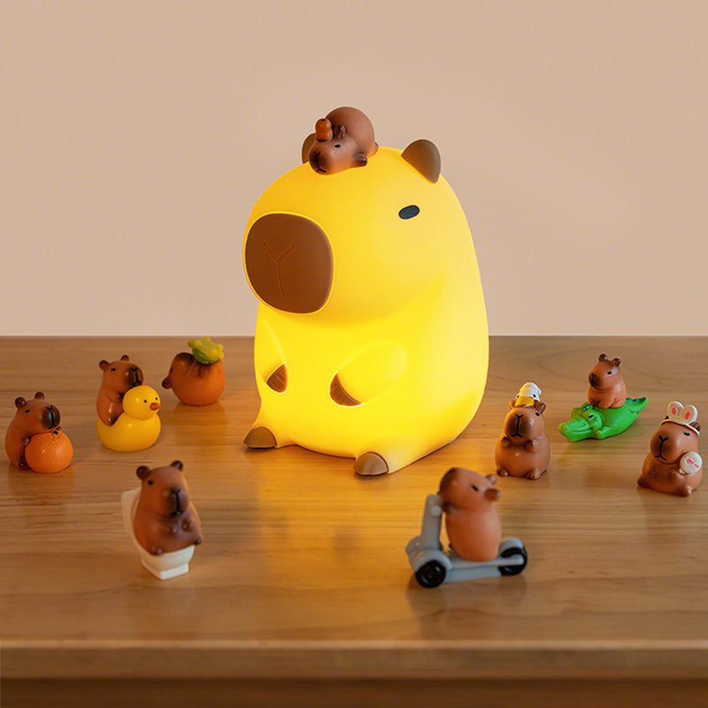 MeWaii® Capybara Full of Capy Squishy Night Light Figurines Adorable Set DIY Desk Collection Perfect Gift