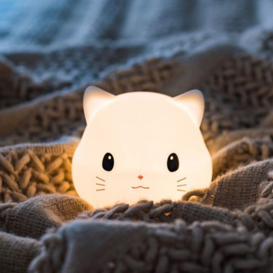 MeWaii® Little Kitten Cat Night Light Big Head Cute Lamp Lying Soft Silicone Perfect Gift