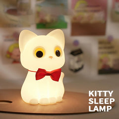 Squishy Silicone Bowtie Cat LED Night Light - Perfect Gift for Kids and Girls