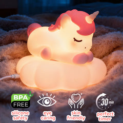 MeWaii® Unicorn Cloud Wireless Charging 2 IN 1 Silicone Squishy Night Light Lamp Perfect Gift