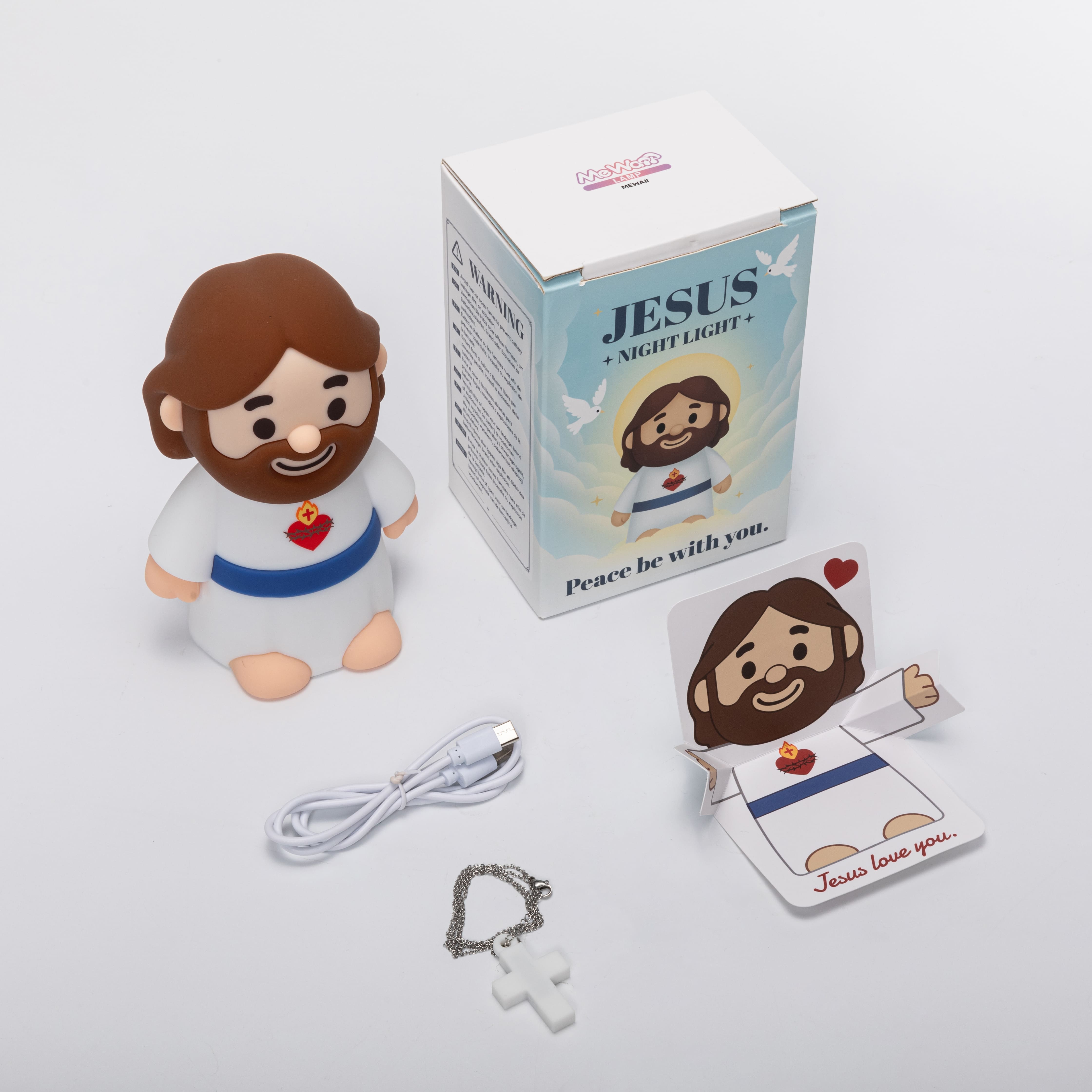 MeWaii® Jesus Peaceful Spiritual Silicone Squishy Night Light Prayer Corner Holy Figure Lamp for Perfect Gift