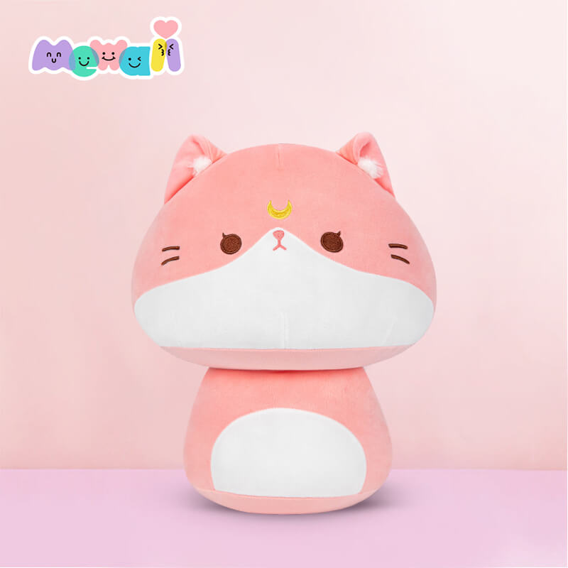 MeWaii® Mushroom Family Cat Pink Kawaii Plush Pillow Squish Toy