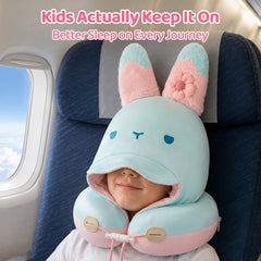 Mewaii® Rabbit Reversible Neck Pillow Double-Sided Kawaii Plush Travel Pillow Cute Bunny Pillow