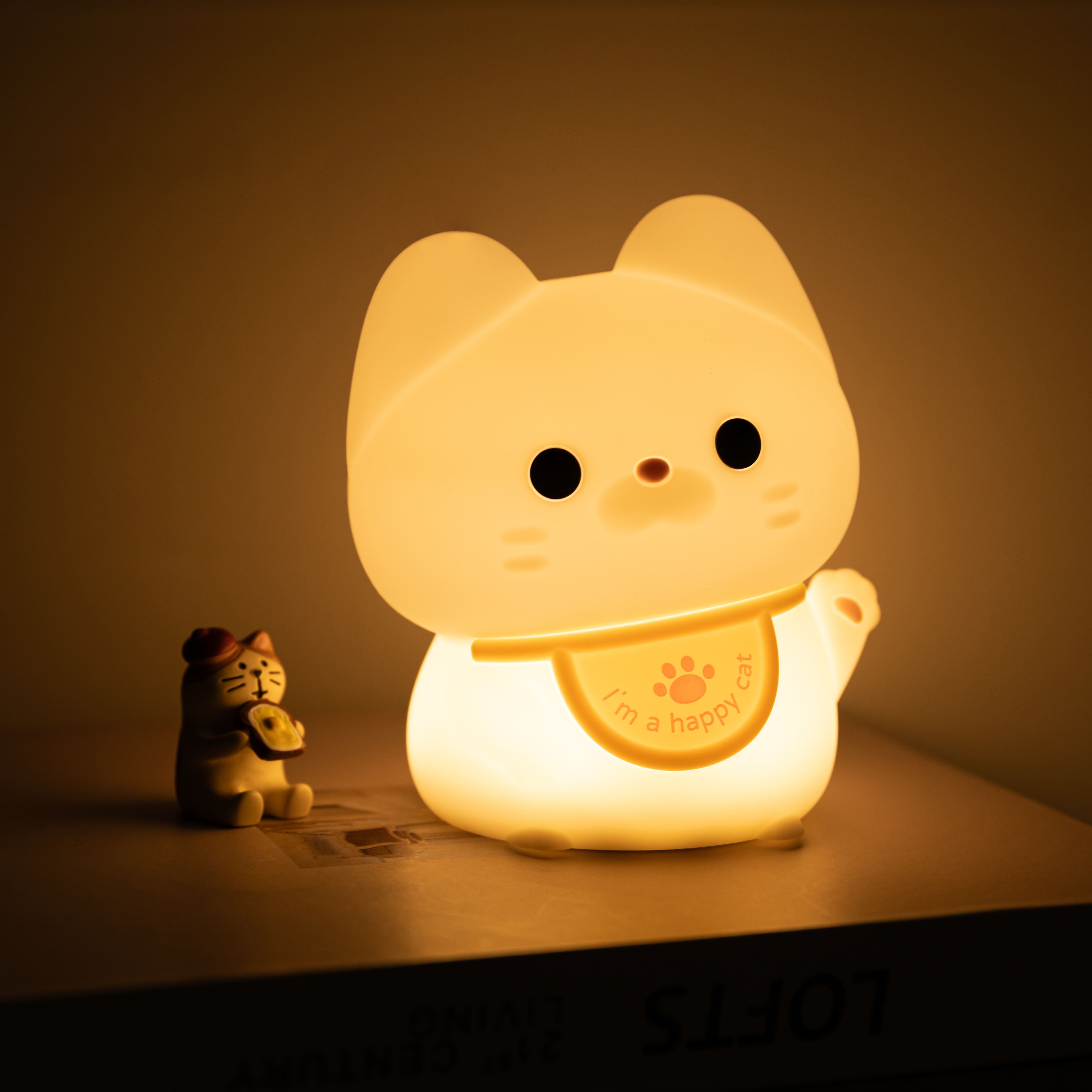 Squishy Silikon Happy Cat LED-Nachtlicht - Perfektes Geschenk für Kinder und Mädchen