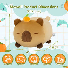 MeWaii® Fluffffy Family Tangerine Kawaii Capybara Plush Stuffed Animal Cute Plush Pillow Squishy Toy