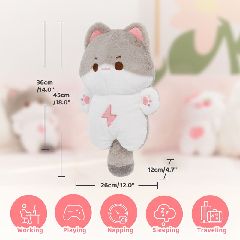 MeWaii® Kitten Gray Kawaii Plush Pillow Squish Toy