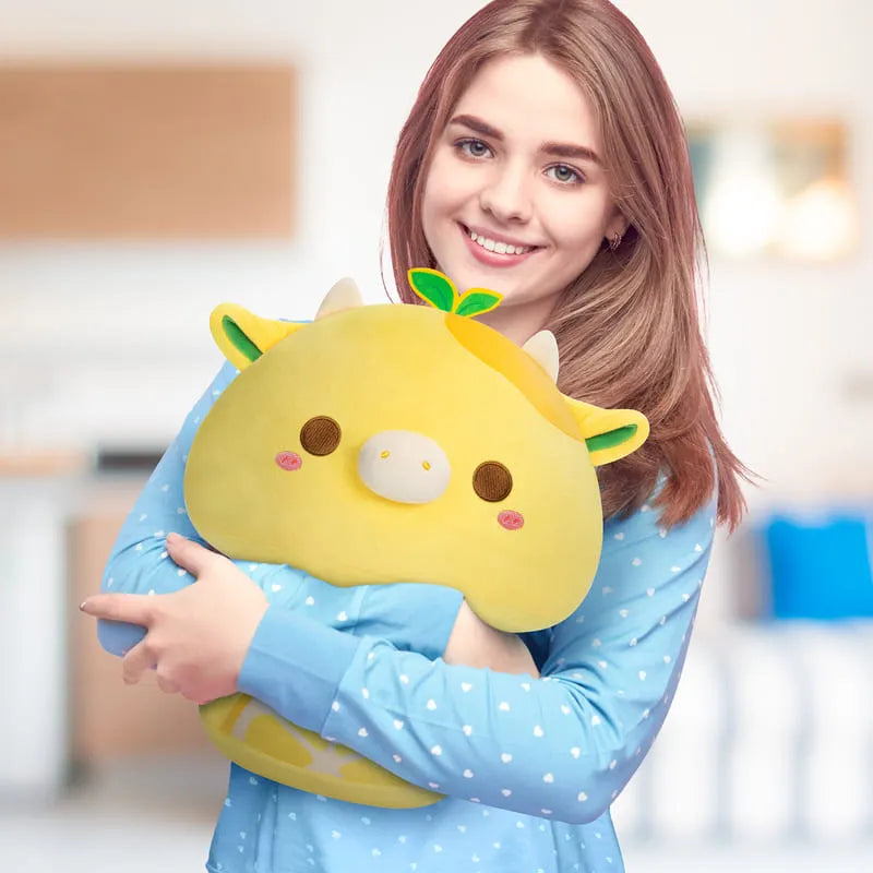 MeWaii® Mushroom Family Painted Lemon Cow Kawaii Plush Pillow Squish Toy
