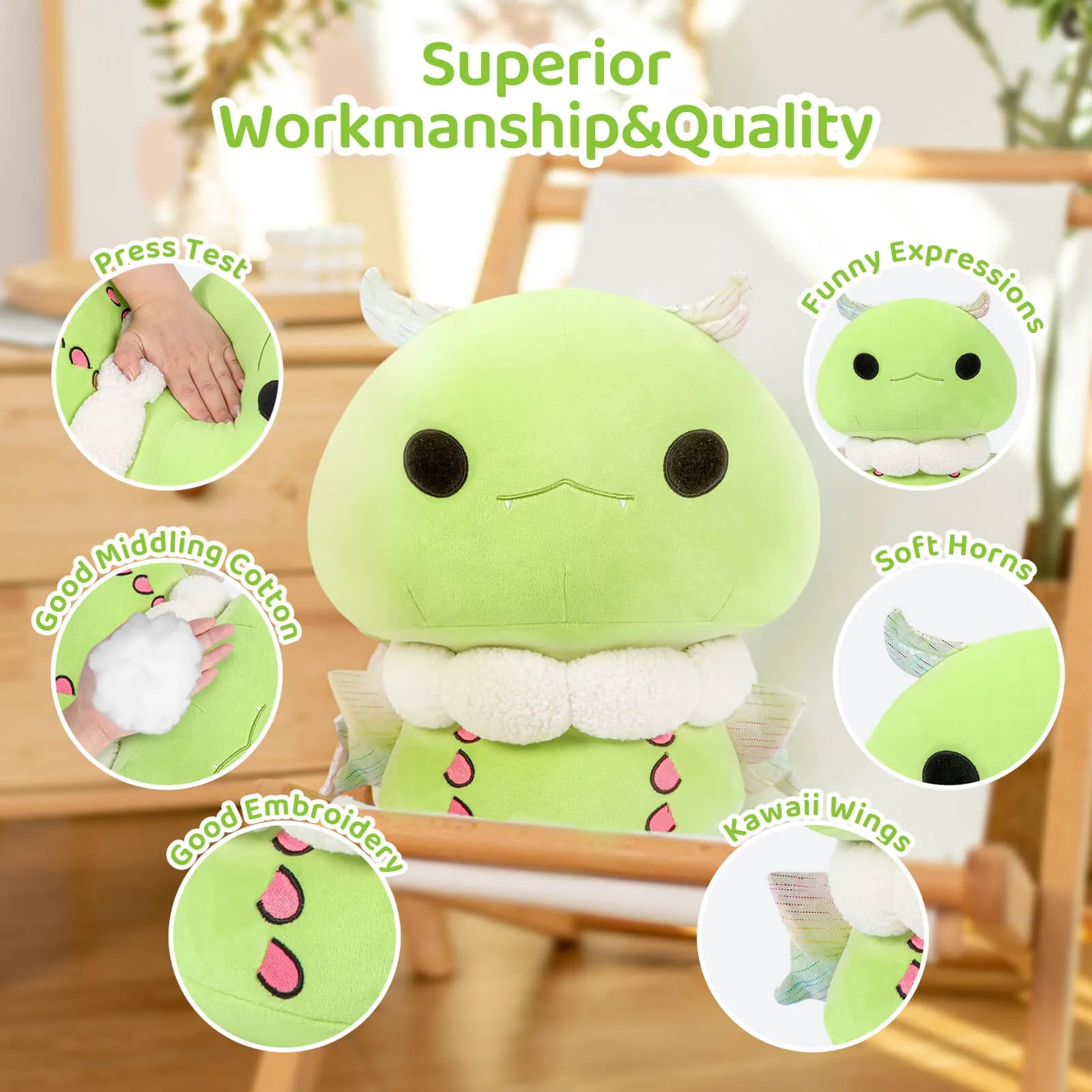 MeWaii® Mushroom Family Silk Moth Kawaii Plush Pillow Squish Toy