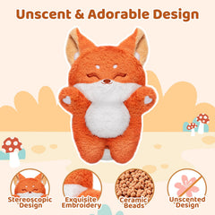 MeWaii® Heating Family Orange Fox Kawaii Stuffed Animal Unscented Microwavable Warmable Heating Pad Plush Toy