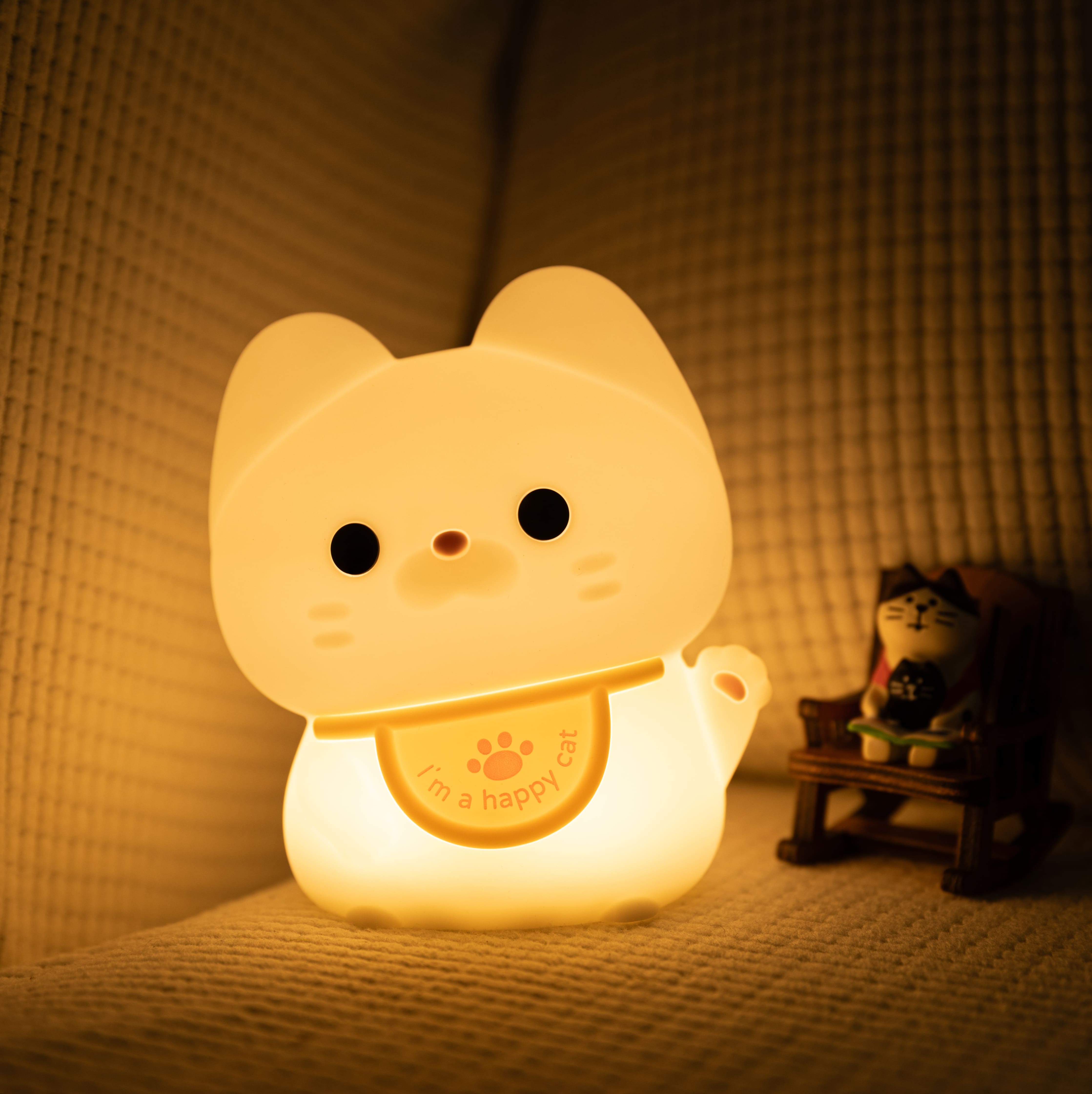 Squishy Silikon Happy Cat LED-Nachtlicht - Perfektes Geschenk für Kinder und Mädchen