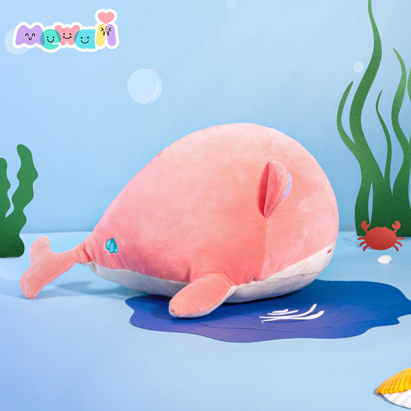 MeWaii® Ocean Series Pink Whale Fox Stuffed Animal Kawaii Plush Pillow Squishy Toy