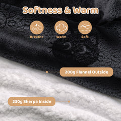 Mewaii® Wearable Blanket Hoodie Ultra Soft Cozy Flannel Hoodie Blanket with Pockets