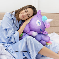 MeWaii® Loooong Family Original Design Tie-Dye Unicorn Plush Long Stuffed Animal Kawaii Plush Pillow Squishy Toy