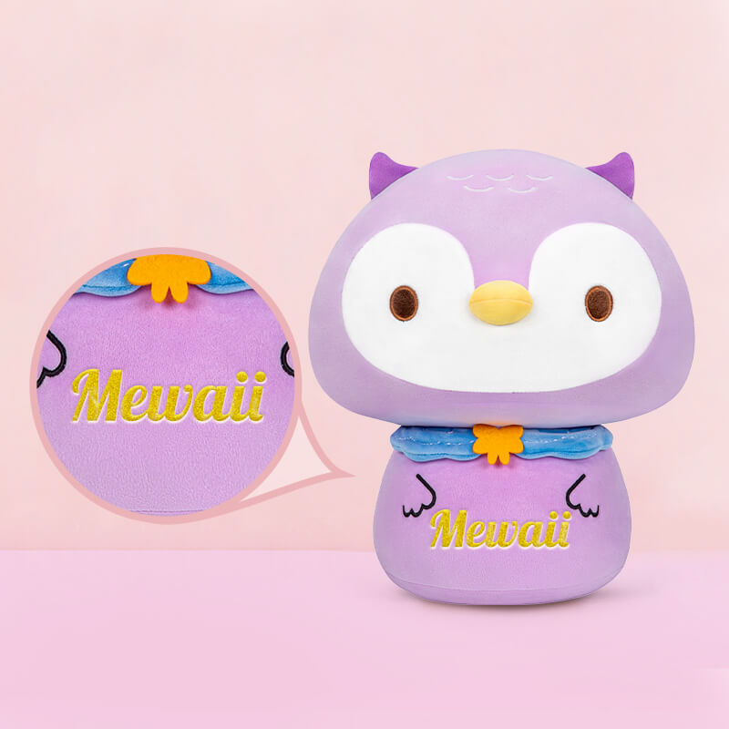 MeWaii® Mushroom Family Purple Owl Kawaii Plush Pillow Squishy Toy