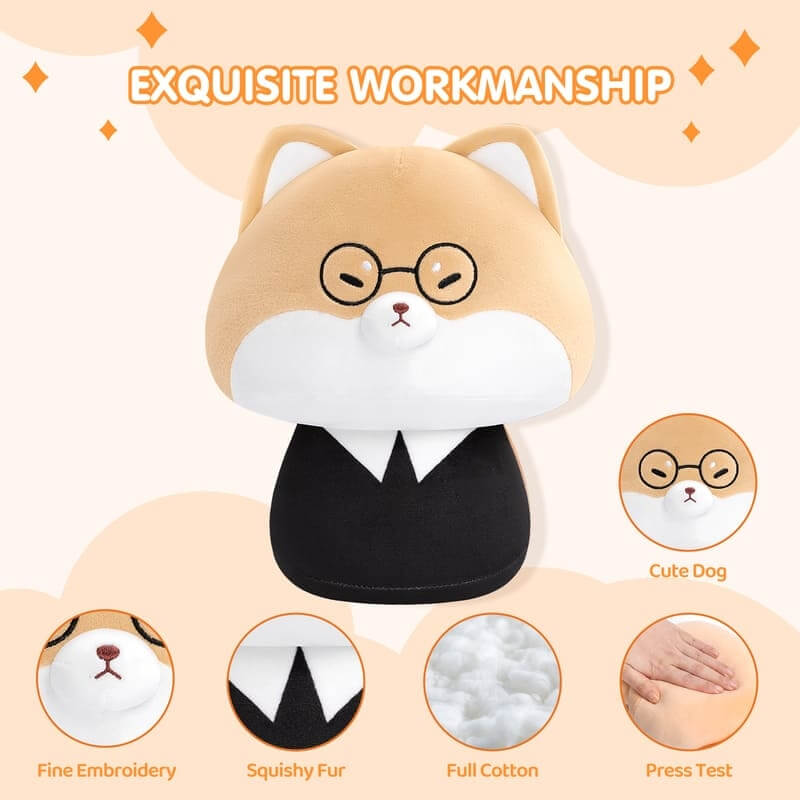 MeWaii® Mushroom Family Suit Shiba Inu Kawaii Plush Pillow Squish Toy