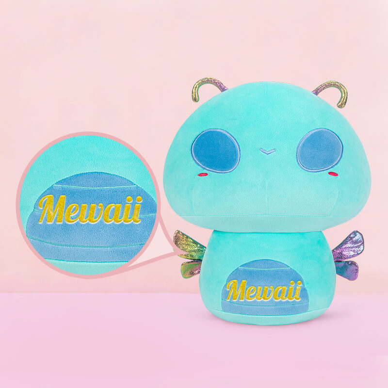 MeWaii® Mushroom Family Dragonfly Blue Kawaii Plush Pillow Squish Toy