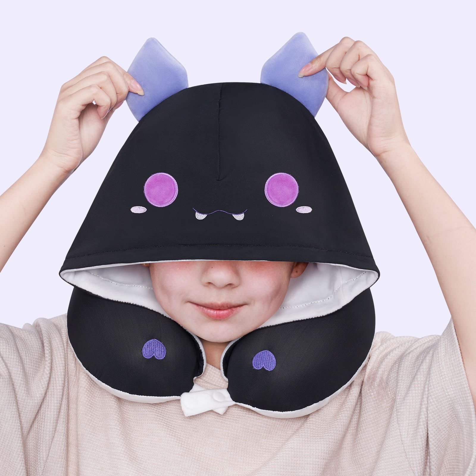 MeWaii® Flip Pillow Black White Bat Reversible Throw Pillow Neck Pillow Kawaii Plush Pillow Squish Toy