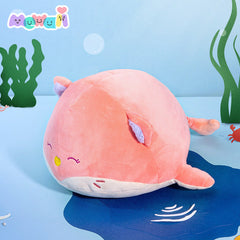 MeWaii® Ocean Series Pink Whale Fox Stuffed Animal Kawaii Plush Pillow Squishy Toy