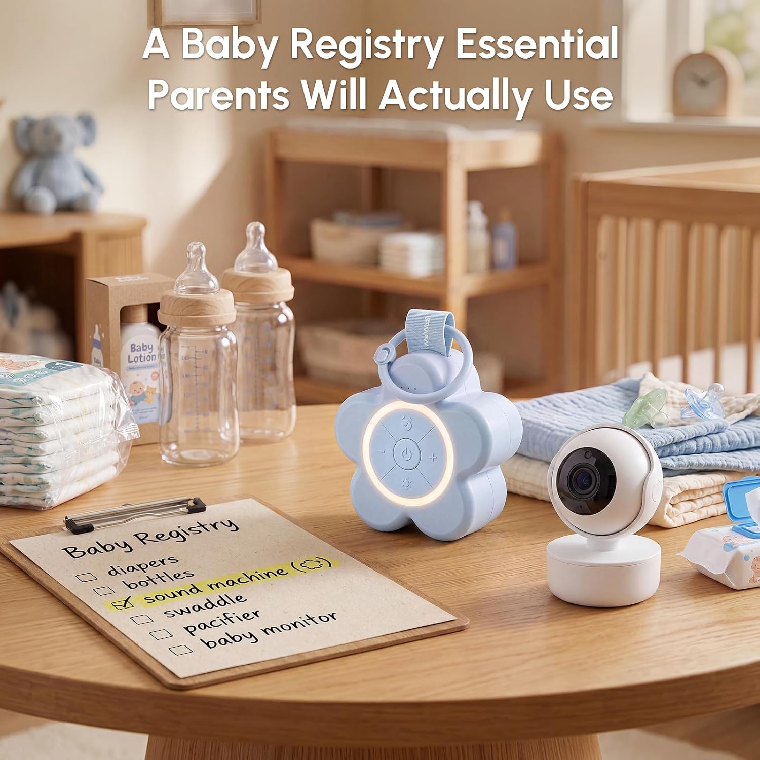 Mewaii® Portable Baby White Noise Machine – Rechargeable Sleep Sound Machine with Night Light & Soothing Sounds