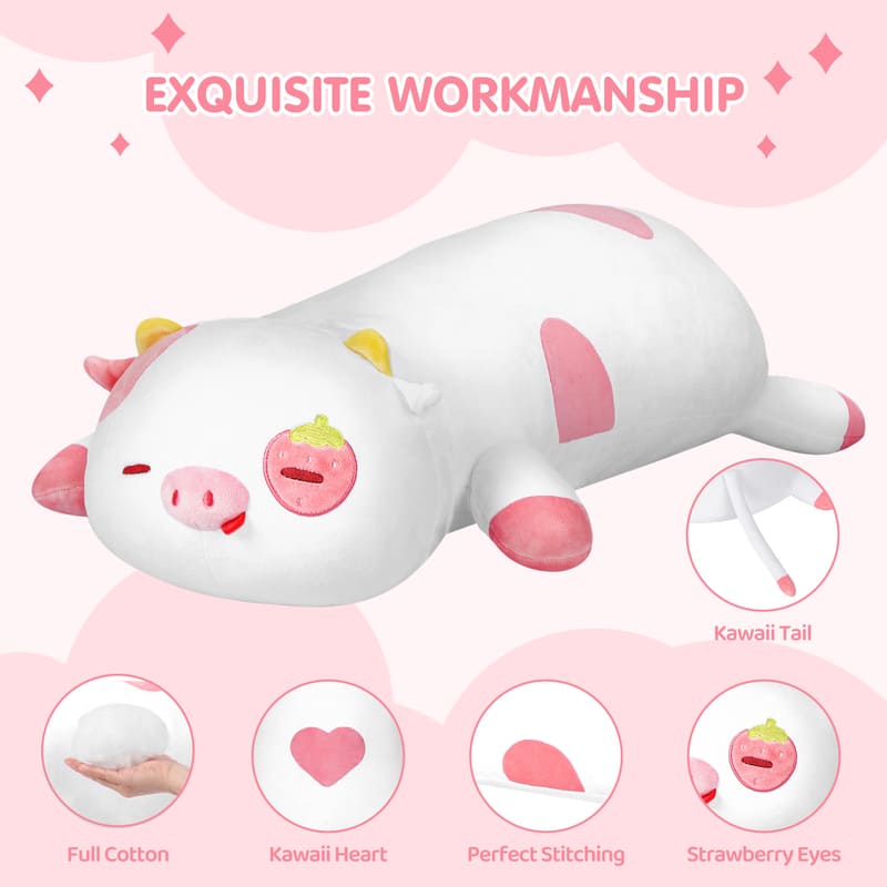 MeWaii® Lying Cow Stuffed Animal Kawaii Plush Body Pillow Squishy