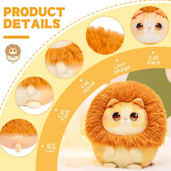 MeWaii® Stuffed Animal Kawaii Kitten with Lion Cat Plush Pillow Squishy Toy With Hoodie