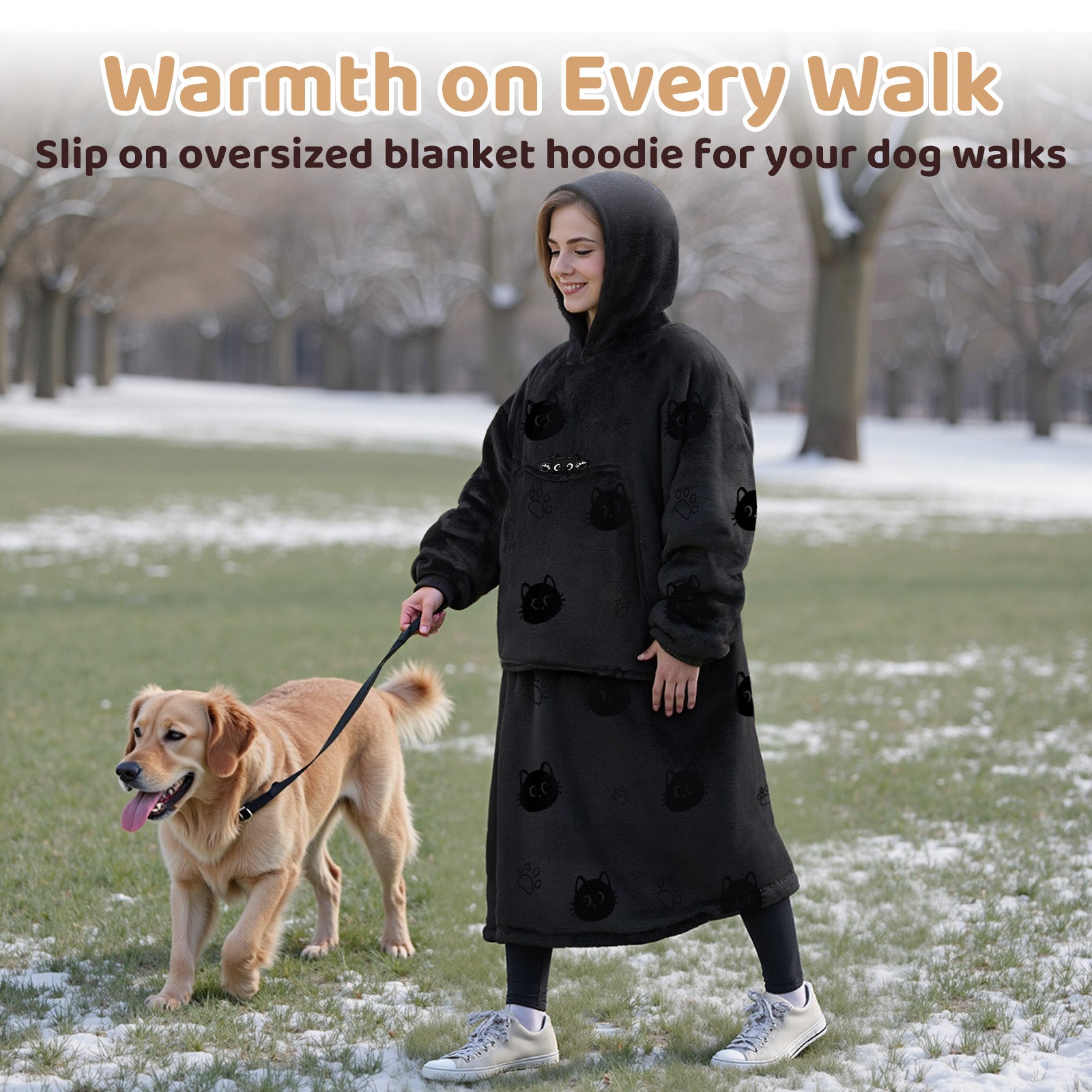 Mewaii® Wearable Blanket Hoodie Ultra Soft Cozy Flannel Hoodie Blanket with Pockets