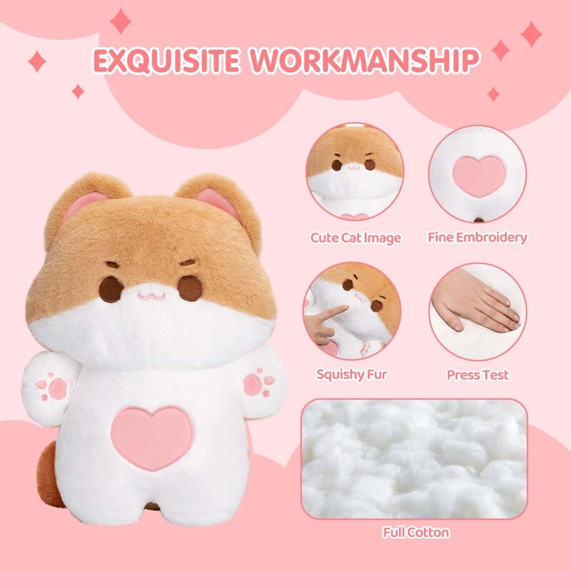 MeWaii® Kitten Orange Kawaii Plush Pillow Squish Toy