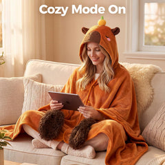 Mewaii® Capybara Wearable Blanket Hoodie Ultra Soft Oversized Cozy Blanket for Warm Hugs & Relaxing Moments