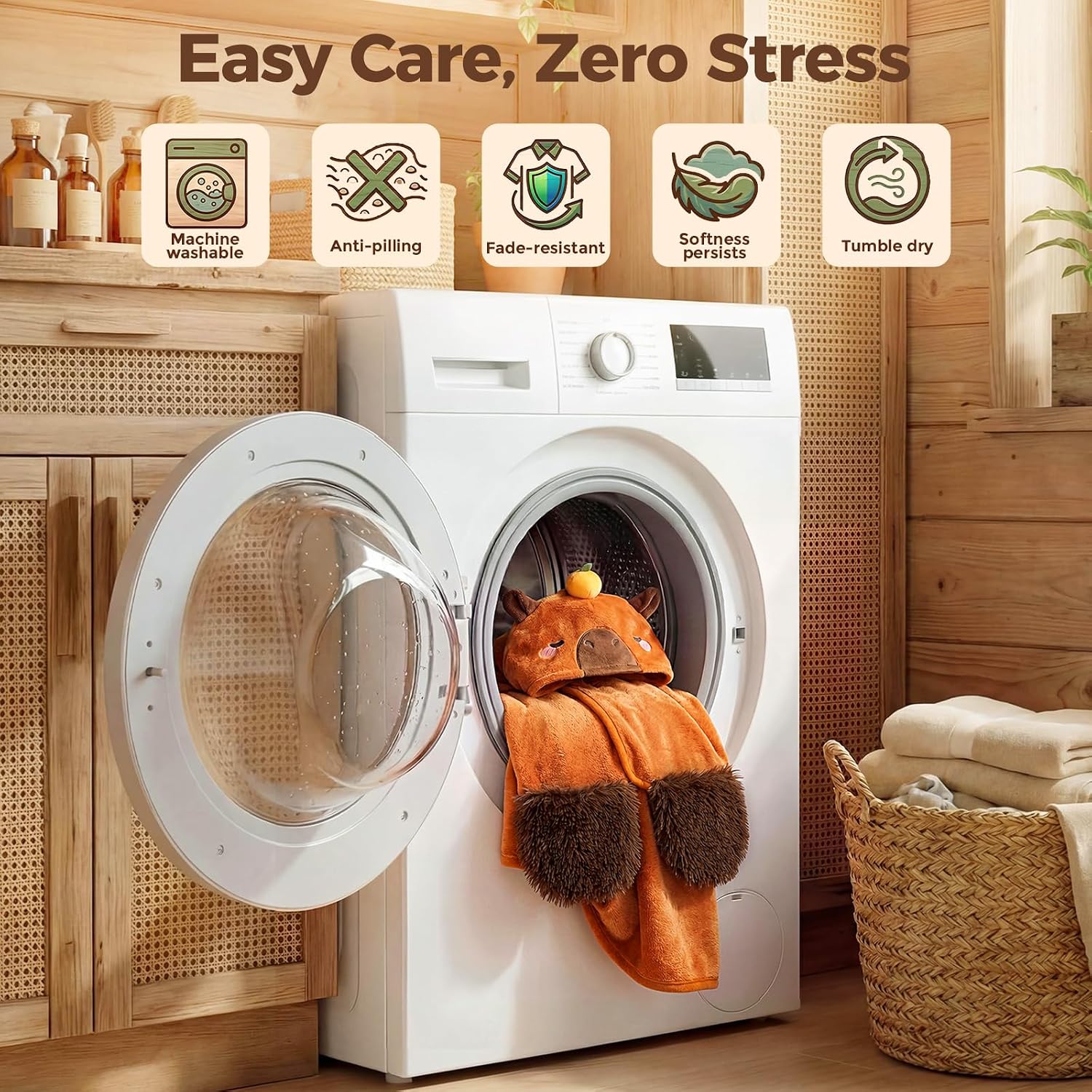 Mewaii® Capybara Wearable Blanket Hoodie Ultra Soft Oversized Cozy Blanket for Warm Hugs & Relaxing Moments